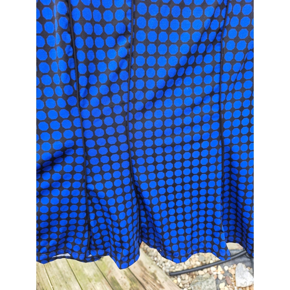 Maria Gabrielle Womens 2XBlue Black Polka Dot Short Sleeve Scoop Neck Blouse Top - Picture 5 of 8